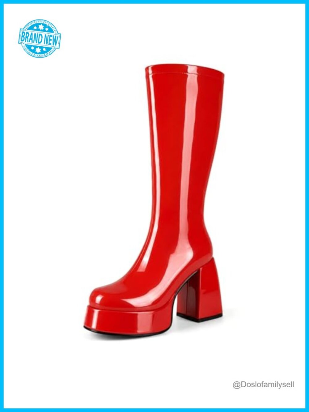 Knee High Platform Square Toe Gogo Boots Faux Leather